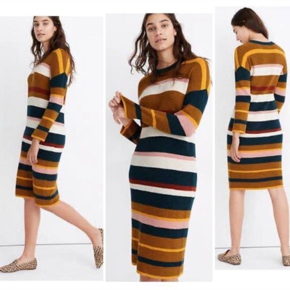 Madewell Dresses & Skirts - SOLD!! Madewell Striped Sweater Midi Dress